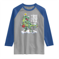 Funny Christmas T-Rex Raglan Shirt Tree Rex Dinosaur Xmas Tree - Wonder Print Shop