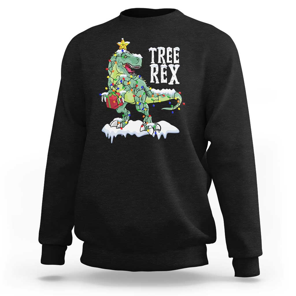 Funny Christmas T-Rex Sweatshirt Tree Rex Dinosaur Xmas Tree - Wonder Print Shop