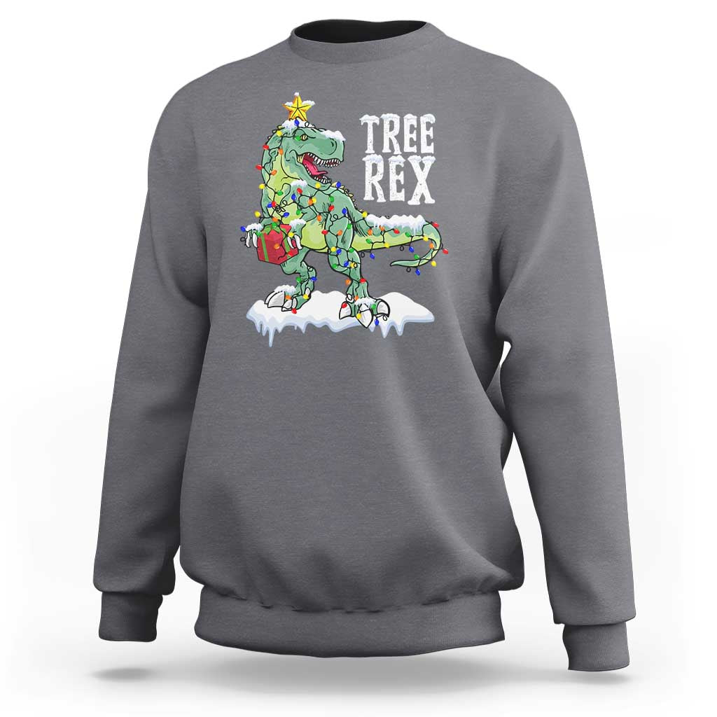 Funny Christmas T-Rex Sweatshirt Tree Rex Dinosaur Xmas Tree - Wonder Print Shop