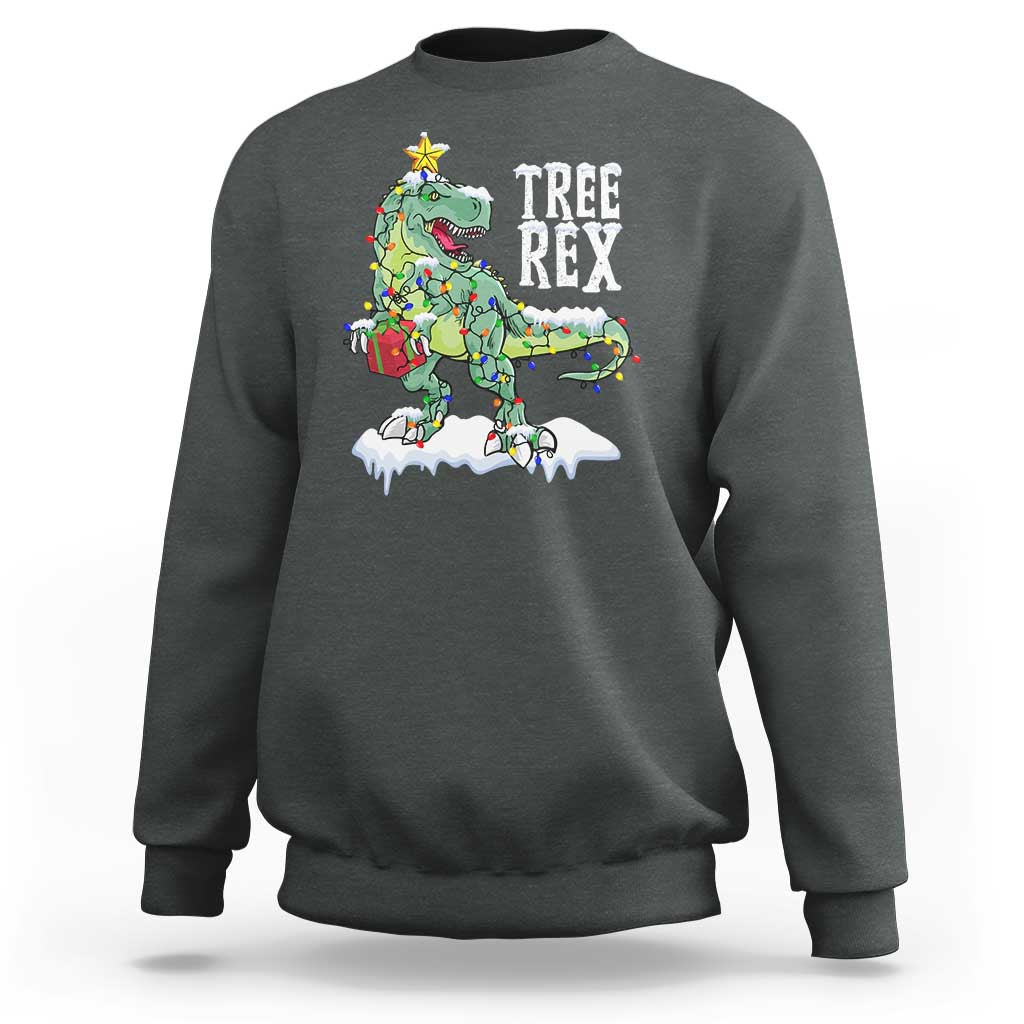 Funny Christmas T-Rex Sweatshirt Tree Rex Dinosaur Xmas Tree - Wonder Print Shop