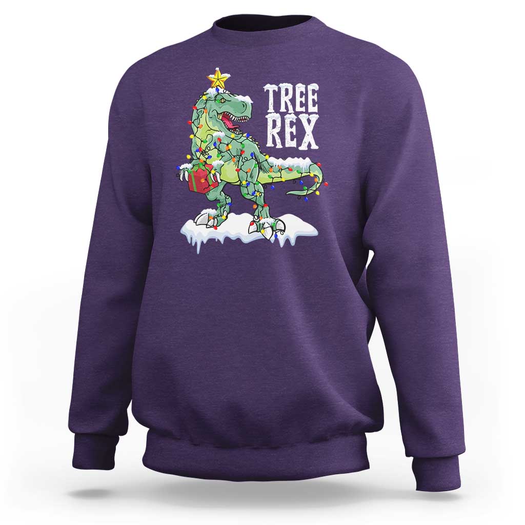 Funny Christmas T-Rex Sweatshirt Tree Rex Dinosaur Xmas Tree - Wonder Print Shop