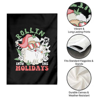Funny Weed Christmas Garden Flag Rollin Into The Holidays Santa Xmas - Wonder Print Shop