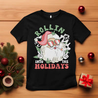Funny Weed Christmas T Shirt Rollin Into The Holidays Santa Xmas - Wonder Print Shop