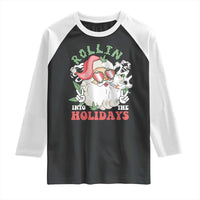 Funny Weed Christmas Raglan Shirt Rollin Into The Holidays Santa Xmas - Wonder Print Shop