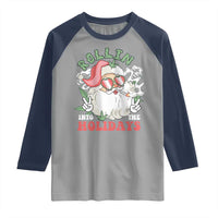 Funny Weed Christmas Raglan Shirt Rollin Into The Holidays Santa Xmas - Wonder Print Shop