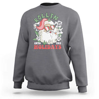 Funny Weed Christmas Sweatshirt Rollin Into The Holidays Santa Xmas - Wonder Print Shop