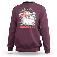 Funny Weed Christmas Sweatshirt Rollin Into The Holidays Santa Xmas - Wonder Print Shop