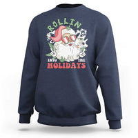 Funny Weed Christmas Sweatshirt Rollin Into The Holidays Santa Xmas - Wonder Print Shop