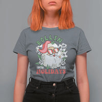Funny Weed Christmas T Shirt For Women Rollin Into The Holidays Santa Xmas - Wonder Print Shop