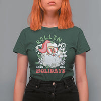 Funny Weed Christmas T Shirt For Women Rollin Into The Holidays Santa Xmas - Wonder Print Shop