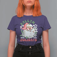 Funny Weed Christmas T Shirt For Women Rollin Into The Holidays Santa Xmas - Wonder Print Shop