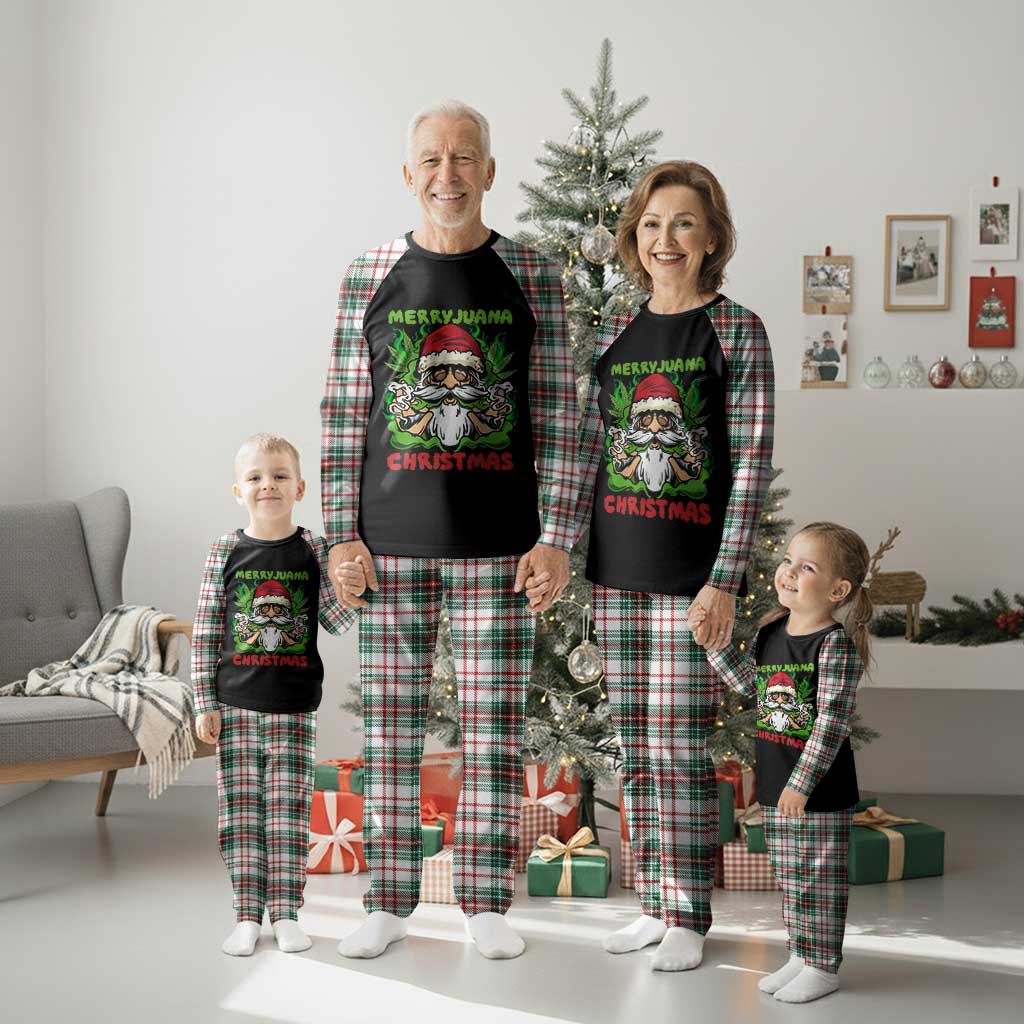 Funny Weed Christmas Plaid Pajama Set Merry Juana Xmas Santa - Wonder Print Shop