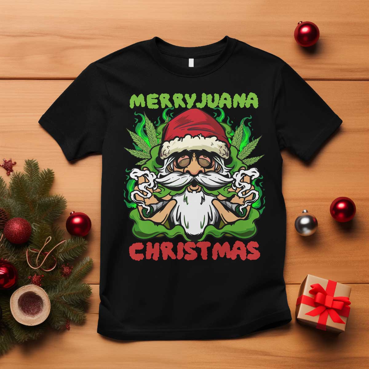 Funny Weed Christmas T Shirt Merry Juana Xmas Santa - Wonder Print Shop