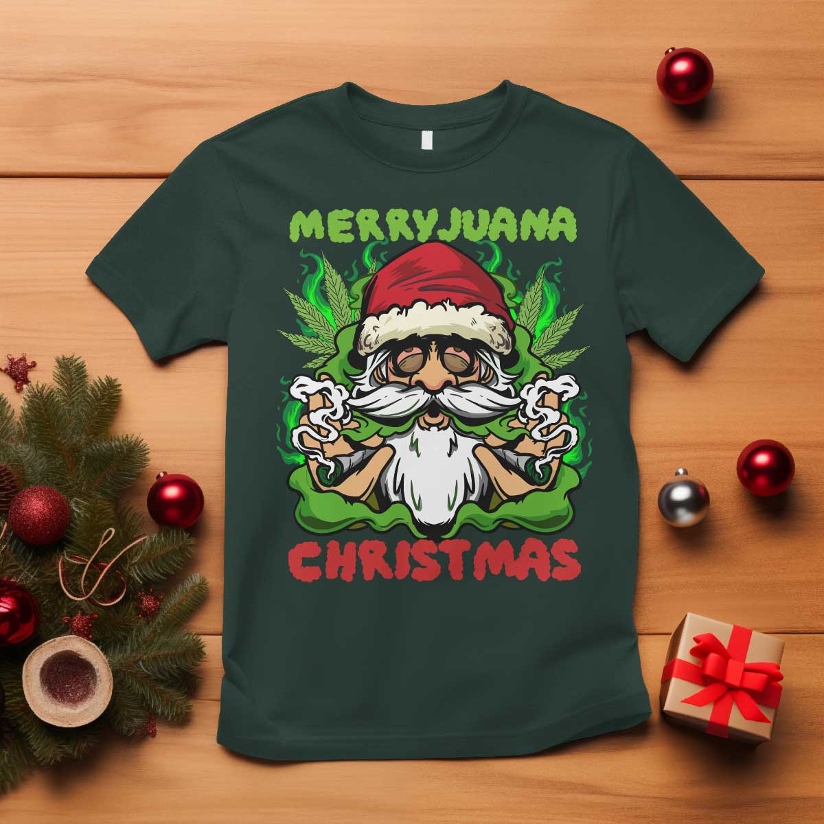 Funny Weed Christmas T Shirt Merry Juana Xmas Santa - Wonder Print Shop