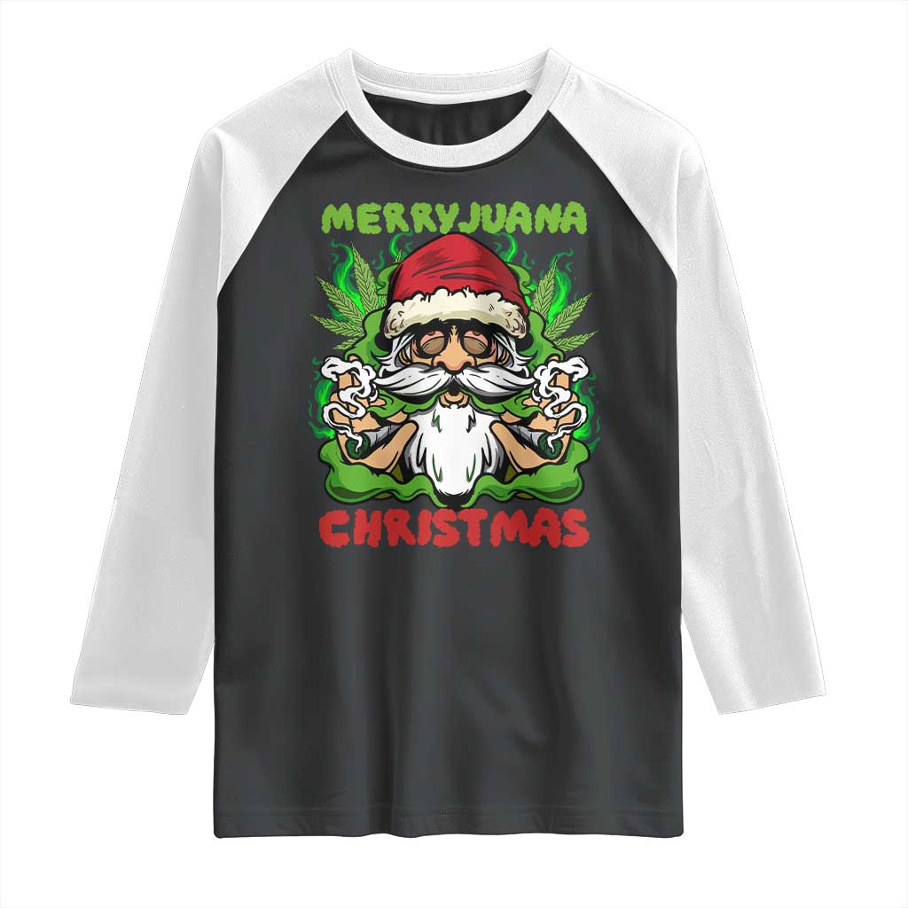 Funny Weed Christmas Raglan Shirt Merry Juana Xmas Santa - Wonder Print Shop