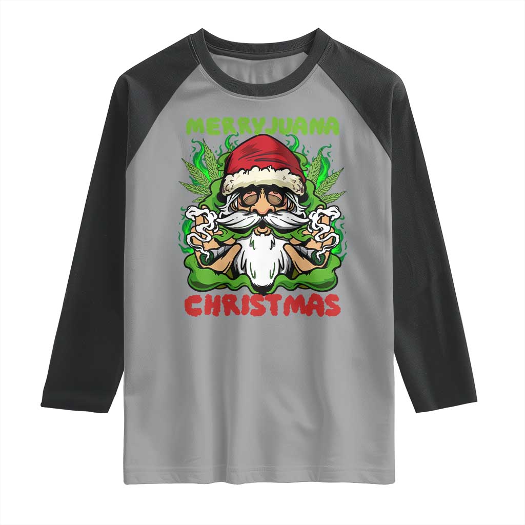 Funny Weed Christmas Raglan Shirt Merry Juana Xmas Santa - Wonder Print Shop