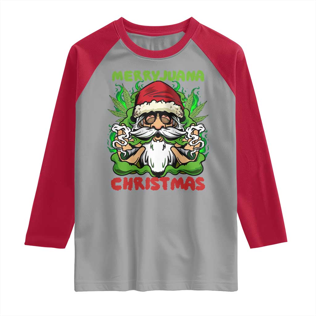 Funny Weed Christmas Raglan Shirt Merry Juana Xmas Santa - Wonder Print Shop