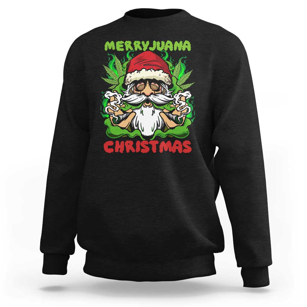 Funny Weed Christmas Sweatshirt Merry Juana Xmas Santa - Wonder Print Shop