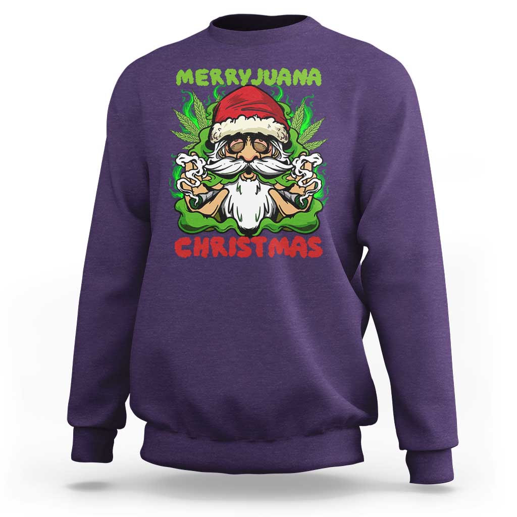 Funny Weed Christmas Sweatshirt Merry Juana Xmas Santa - Wonder Print Shop