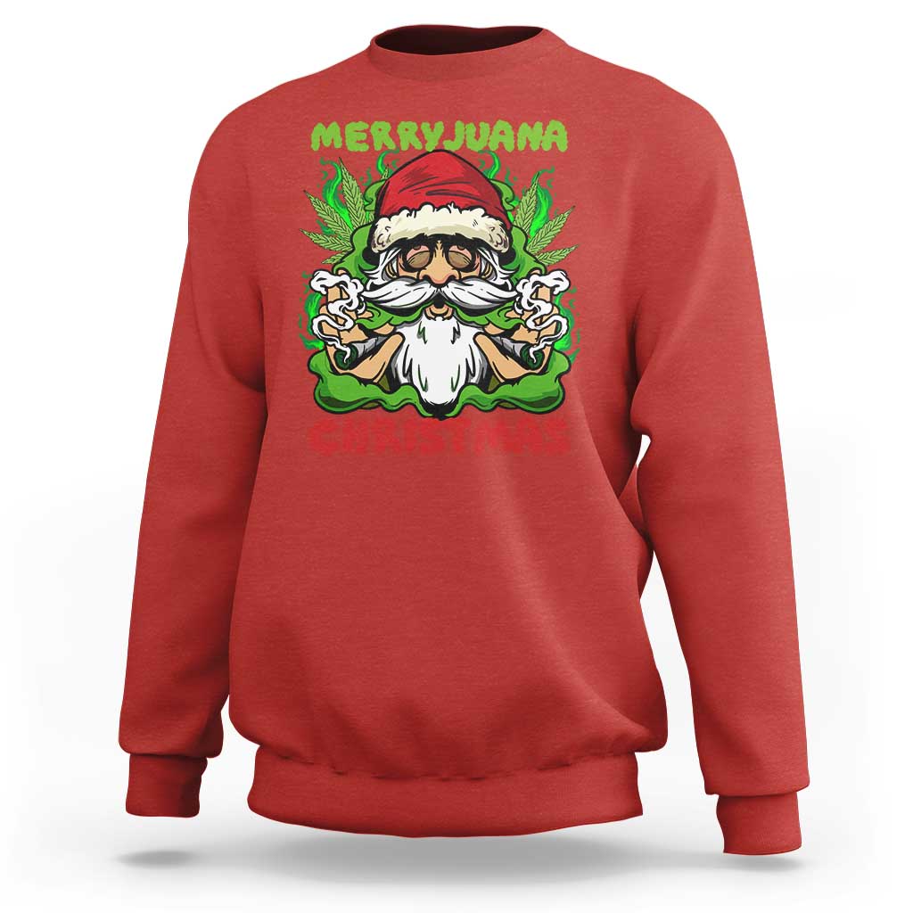 Funny Weed Christmas Sweatshirt Merry Juana Xmas Santa - Wonder Print Shop