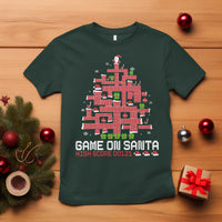 Funny Christmas Santa Gamers T Shirt Game On Santa Chimney Xmas Tree - Wonder Print Shop