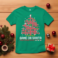 Funny Christmas Santa Gamers T Shirt Game On Santa Chimney Xmas Tree - Wonder Print Shop