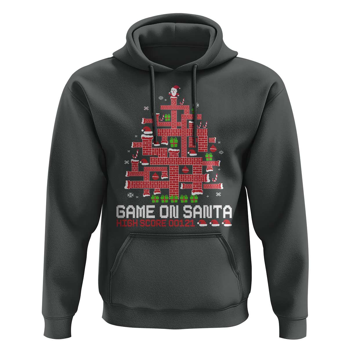 Funny Christmas Santa Gamers Hoodie Game On Santa Chimney Xmas Tree