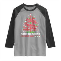 Funny Christmas Santa Gamers Raglan Shirt Game On Santa Chimney Xmas Tree - Wonder Print Shop