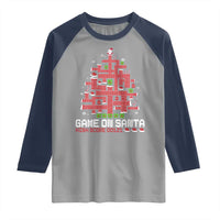 Funny Christmas Santa Gamers Raglan Shirt Game On Santa Chimney Xmas Tree - Wonder Print Shop