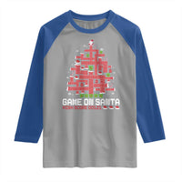 Funny Christmas Santa Gamers Raglan Shirt Game On Santa Chimney Xmas Tree - Wonder Print Shop