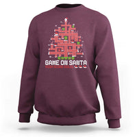Funny Christmas Santa Gamers Sweatshirt Game On Santa Chimney Xmas Tree - Wonder Print Shop