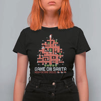 Funny Christmas Santa Gamers T Shirt For Women Game On Santa Chimney Xmas Tree - Wonder Print Shop