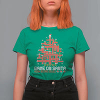 Funny Christmas Santa Gamers T Shirt For Women Game On Santa Chimney Xmas Tree - Wonder Print Shop