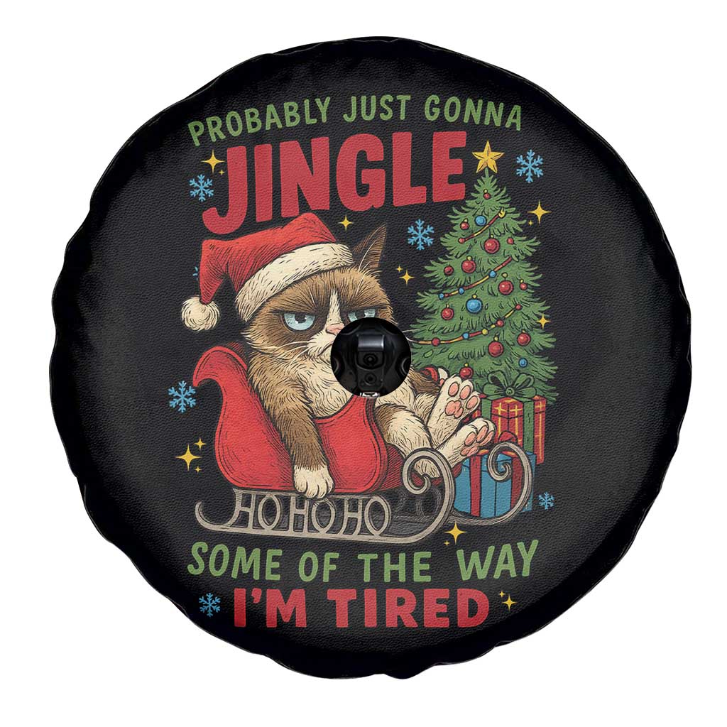 Funny Christmas Grumpy Cat Spare Tire Cover Probably Just Gonna Jingle Some Of The Way I Am Tired - Wonder Print Shop