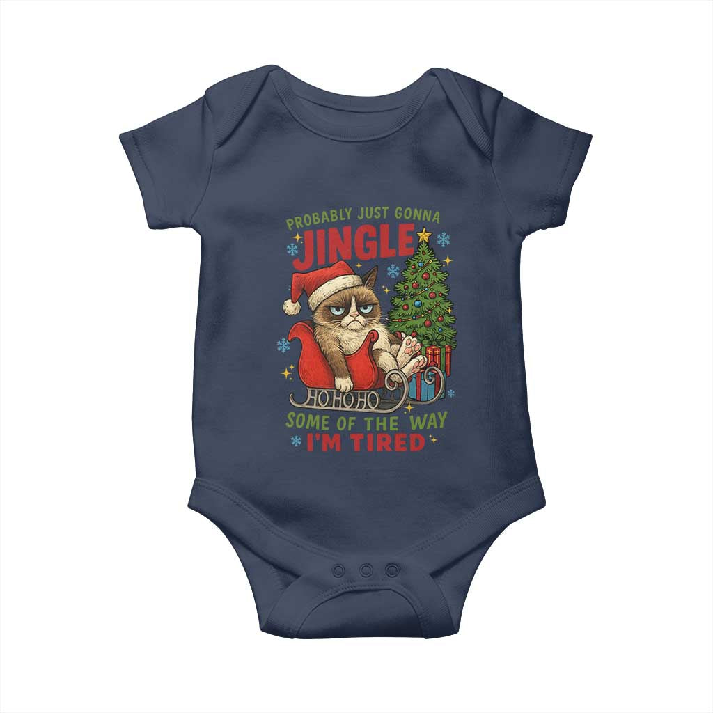 Funny Christmas Grumpy Cat Baby Onesie Probably Just Gonna Jingle Some Of The Way I Am Tired - Wonder Print Shop