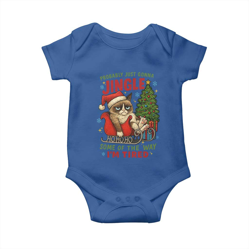 Funny Christmas Grumpy Cat Baby Onesie Probably Just Gonna Jingle Some Of The Way I Am Tired - Wonder Print Shop
