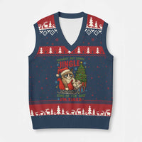 Funny Xmas Grumpy Cat V-Neck Knit Sweater Vest Probably Just Gonna Jingle Some Of The Way I Am Tired - Wonder Print Shop