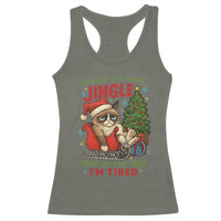 Funny Christmas Grumpy Cat Racerback Tank Top Probably Just Gonna Jingle Some Of The Way I Am Tired - Wonder Print Shop