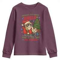 Funny Christmas Grumpy Cat Youth Sweatshirt Probably Just Gonna Jingle Some Of The Way I Am Tired - Wonder Print Shop