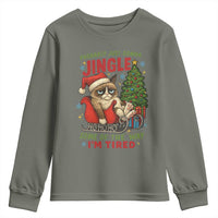 Funny Christmas Grumpy Cat Youth Sweatshirt Probably Just Gonna Jingle Some Of The Way I Am Tired - Wonder Print Shop