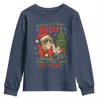 Funny Christmas Grumpy Cat Youth Sweatshirt Probably Just Gonna Jingle Some Of The Way I Am Tired - Wonder Print Shop