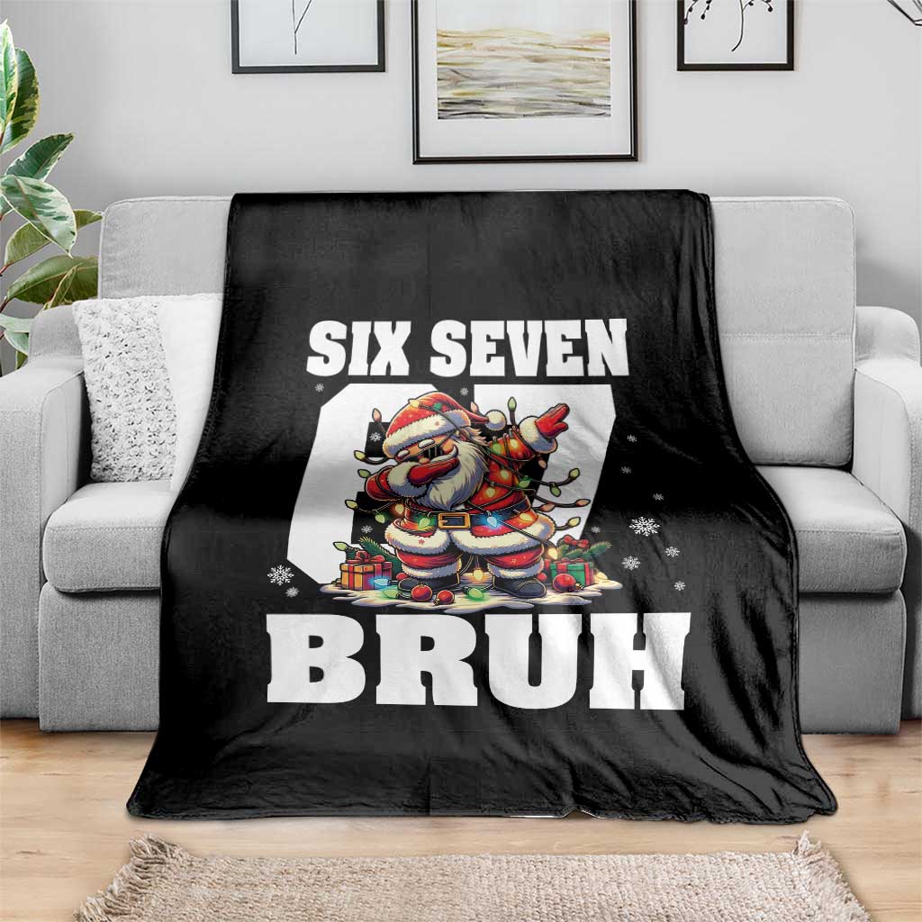 Funny Christmas Six Seven Bruh Throw Blanket Dabbing Santa - Wonder Print Shop