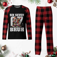 Funny Christmas Six Seven Bruh Plaid Pajama Set Dabbing Santa - Wonder Print Shop
