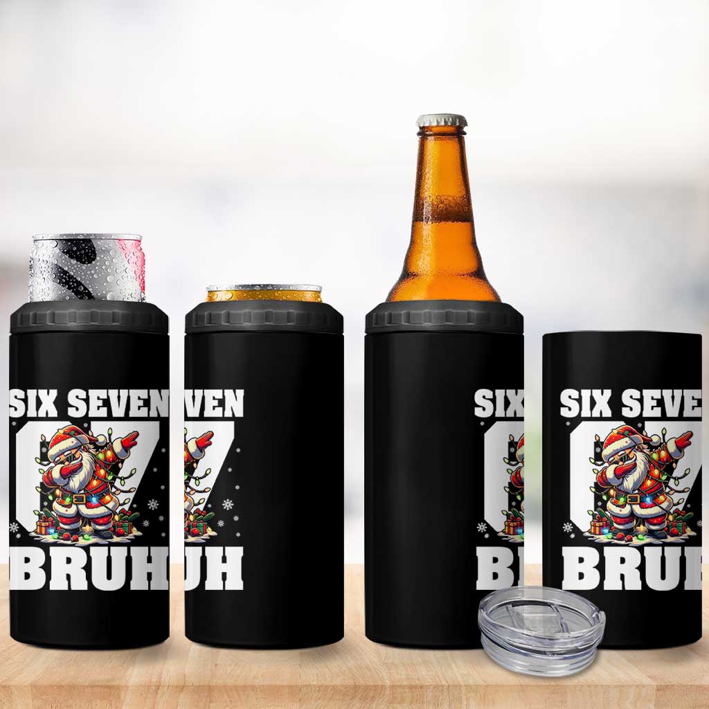 Funny Christmas Six Seven Bruh 4 in 1 Can Cooler Tumbler Dabbing Santa - Wonder Print Shop