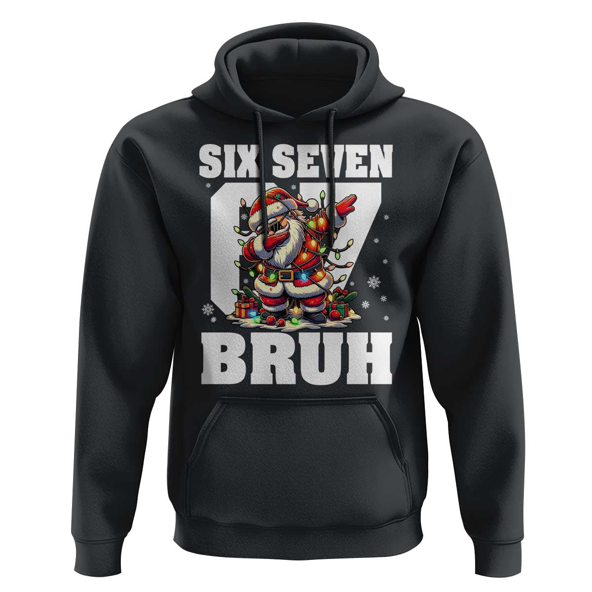 Funny Christmas Six Seven Bruh Hoodie Dabbing Santa - Wonder Print Shop