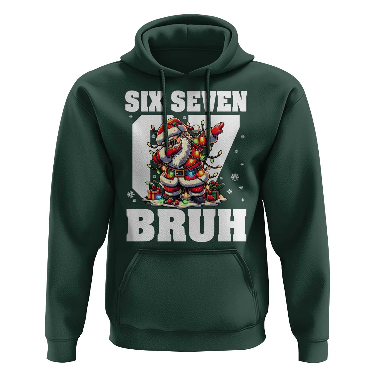 Funny Christmas Six Seven Bruh Hoodie Dabbing Santa - Wonder Print Shop