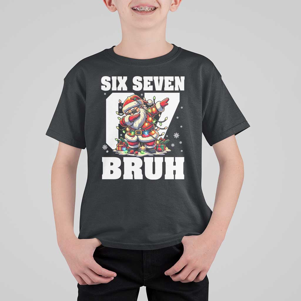 Funny Christmas Six Seven Bruh T Shirt For Kid Dabbing Santa - Wonder Print Shop