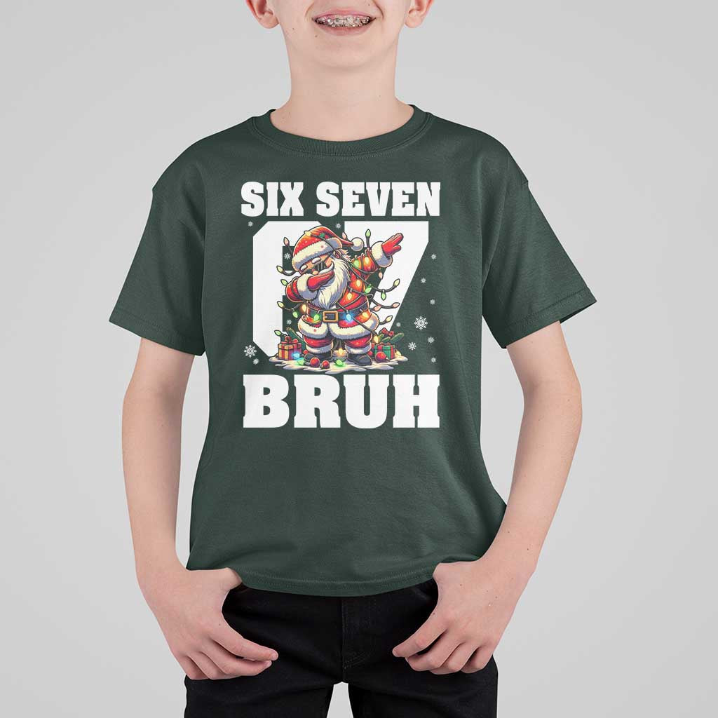 Funny Christmas Six Seven Bruh T Shirt For Kid Dabbing Santa - Wonder Print Shop
