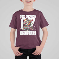 Funny Christmas Six Seven Bruh T Shirt For Kid Dabbing Santa - Wonder Print Shop