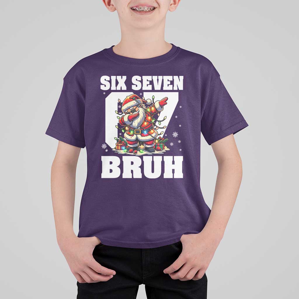 Funny Christmas Six Seven Bruh T Shirt For Kid Dabbing Santa - Wonder Print Shop